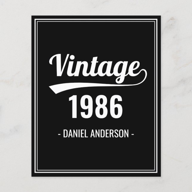 Papier Budget Personnalisé Anniversaire Noir Invitation (Devant)
