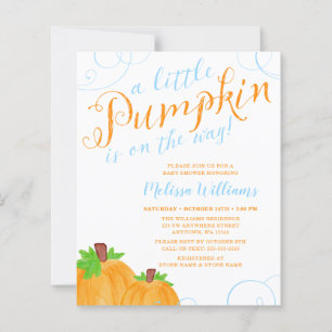 Papier Budget Petit Citrouille Automne Bleu Baby shower g