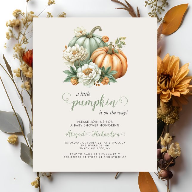 Papier Budget Petit Citrouille Floral Baby shower d'autom (Créateur téléchargé)
