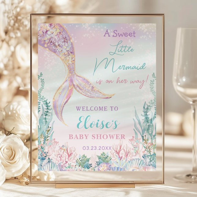 Papier Budget Petite Baby shower de sirène Affiche de bie (Créateur téléchargé)