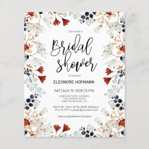 Papier Budget Petites fleurs Invitation de douche nuptial