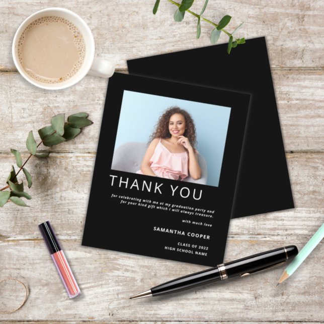 Papier Budget Photo 2022 Graduation Merci noir (Créateur téléchargé)