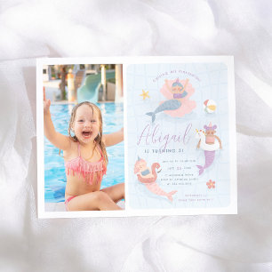Papier Budget Photo Anniversaire Fête de Piscine Sirène