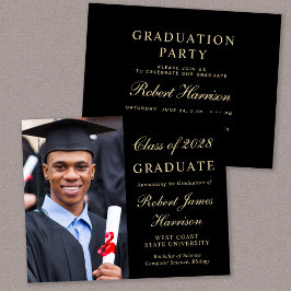 Papier Budget Photo Black College Graduation Party Invita