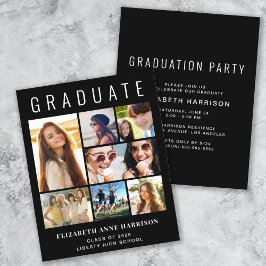 Papier Budget Photo Black Graduation Party Invitation