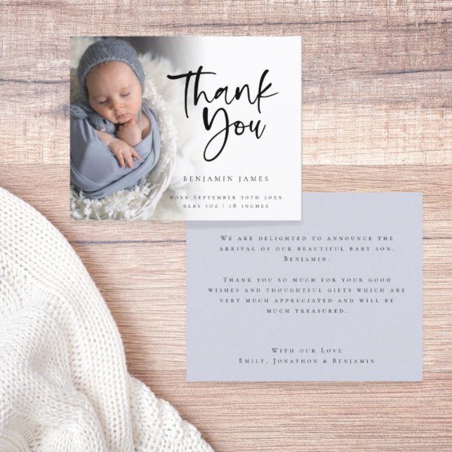 Papier Budget Photo Boy Merci Annonce de naissance (Créateur téléchargé)