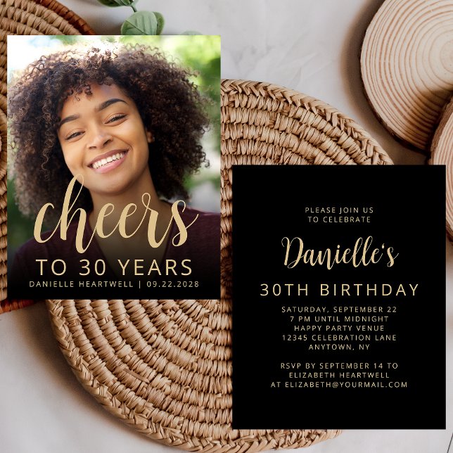 Papier Budget Photo Cheers 30e anniversaire Invitation de (Créateur téléchargé)