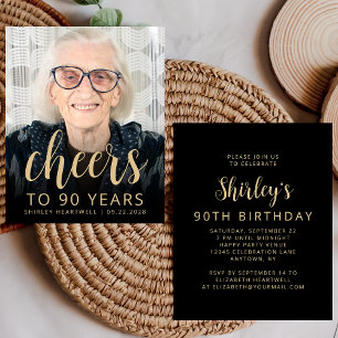 Papier Budget Photo Cheers 90e anniversaire Invitation de