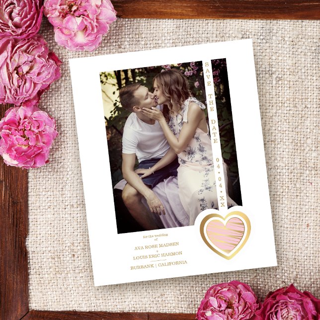 Papier Budget Photo Chic Elegant Pale Rose & Gold Coeur (Créateur téléchargé)
