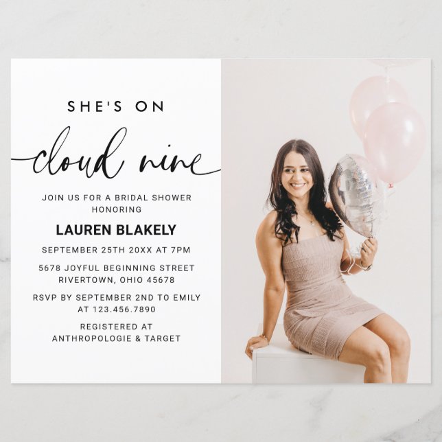 Papier Budget Photo Cloud 9 Invitation de la douche nupti (Devant)