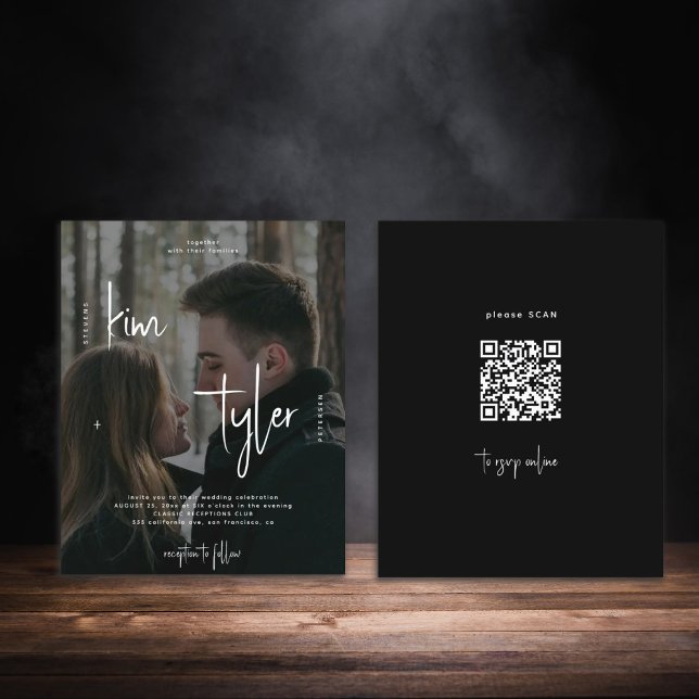 Papier Budget photo code QR tout en un faire-part de mari (Créateur téléchargé)