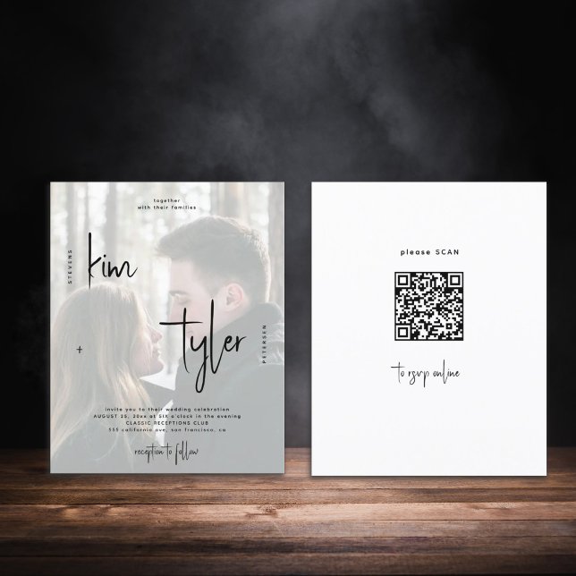 Papier Budget photo code QR tout en un faire-part de mari (Créateur téléchargé)