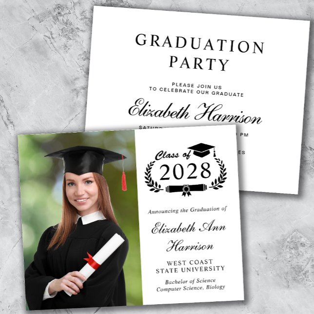 Papier Budget Photo College Graduation Party Invitation (Créateur téléchargé)