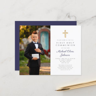 Papier Budget Photo Croix Bleu Marine Garçon Premier Comm