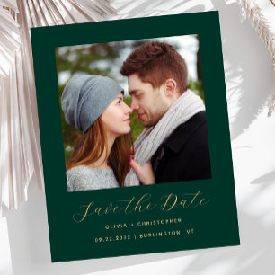 Papier Budget Photo Émeraude Vert Or Save the Date