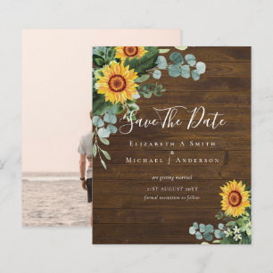 Papier BUDGET Photo Enregistrer Date Rustique SUNFLOWERS 