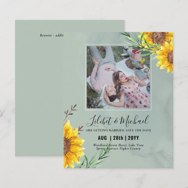 Papier BUDGET Photo Enregistrer la date ou le mariage Inv (Devant / Derrière)