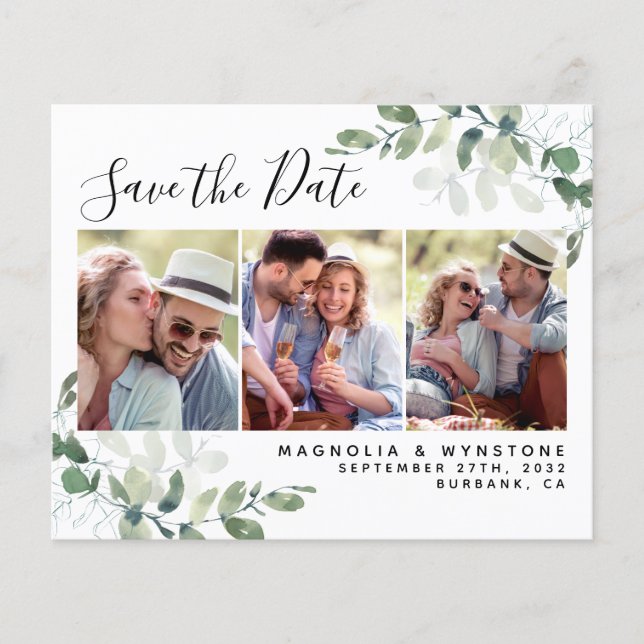 Papier Budget Photo Eucalyptus Mariage Enregistrer la dat (Devant)