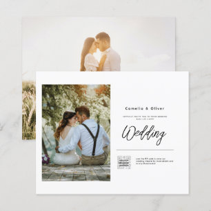 Papier Budget Photo Faire-part de mariage classique blanc
