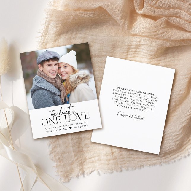 Papier Budget Photo Fiançailles Faire-part One Love (Créateur téléchargé)