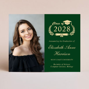 Papier Budget Photo Green College Graduation Faire-part