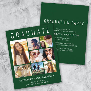 Papier Budget Photo Green Graduation Party Invitation