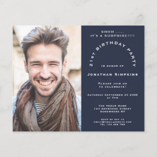 Papier Budget Photo Man 21st Surprise Party Invitation de