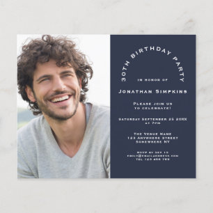 Papier Budget Photo Man 30e anniversaire Invitation de la