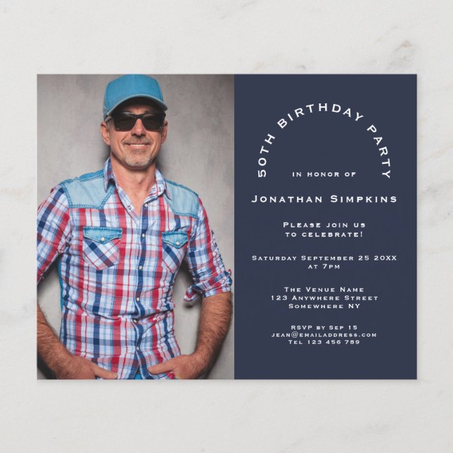 Papier Budget Photo Man 50e anniversaire Invitation de la (Devant)