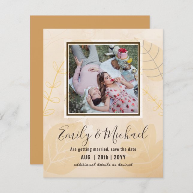 Papier BUDGET PHOTO Mariage ENREGISTRER LES DATES Boho Ab (Devant / Derrière)