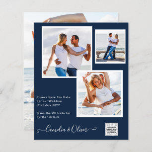 Papier BUDGET PHOTO Mariage Inviter QR CODE RSVP Bleu