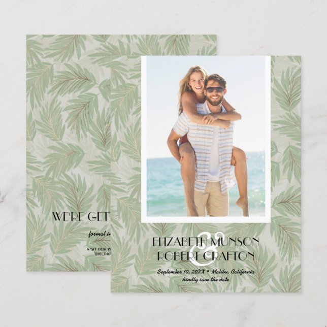 Papier Budget Photo Mariage Tropical Enregistrer La Date (Devant / Derrière)