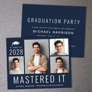 Papier Budget Photo Master Degré Blue Graduation Party