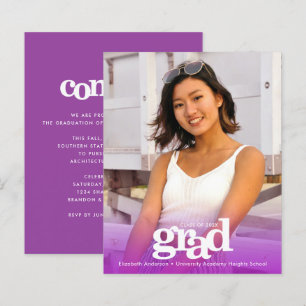 Papier Budget photo mauve graduation moderne invitation