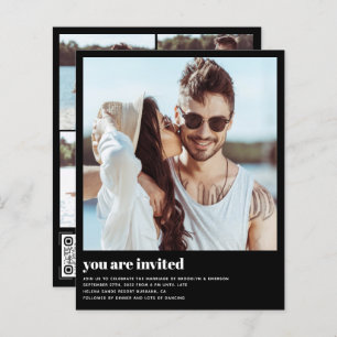 Papier Budget Photo moderne QR Code Faire-part de mariage