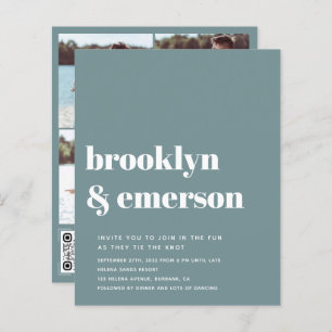 Papier Budget Photo moderne QR Code Faire-part de mariage