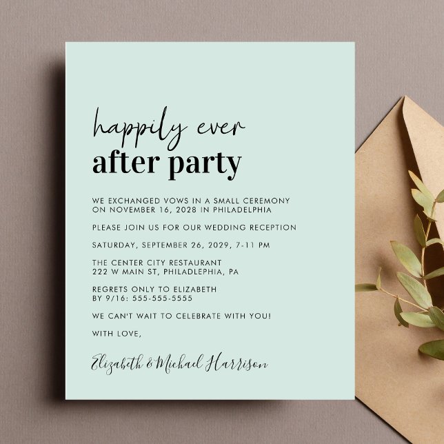 Papier Budget Photo Monnaie Réception de mariage Invitati (A chic budget-friendly Happily Ever After Party invitation for your wedding celebration)