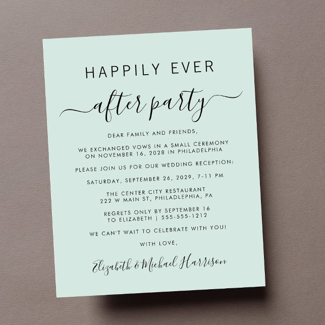 Papier Budget Photo Monnaie Réception de mariage Invitati (A chic budget-friendly Happily Ever After Party invitation for your wedding celebration)