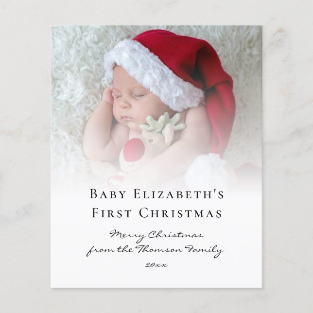 Papier Budget Photo Overlay Baby First Christmas Card (Devant)