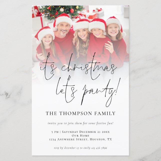 Papier BUDGET Photo Overlay Noël Lets Invitation de fête (Devant)
