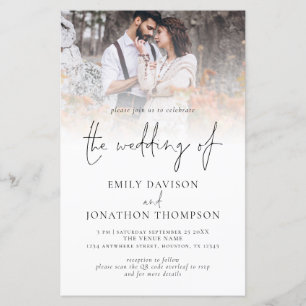 Papier Budget Photo Overlay QR Code Script Wedding Invita