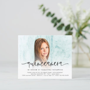 Papier Budget Photo Overlay Script Quinceañera Invitation