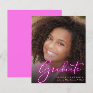 Papier Budget Photo Pink Neon Graduation Faire-part