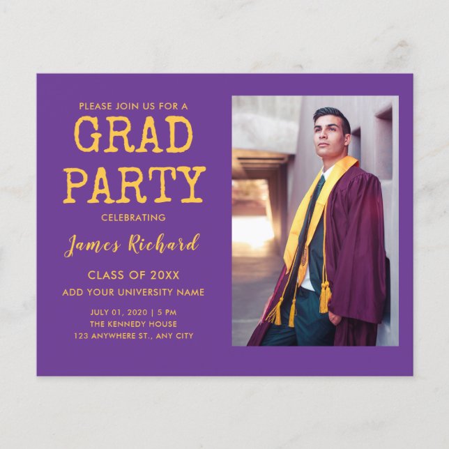 Papier Budget Photo Purple Et Gold Graduation Party (Devant)