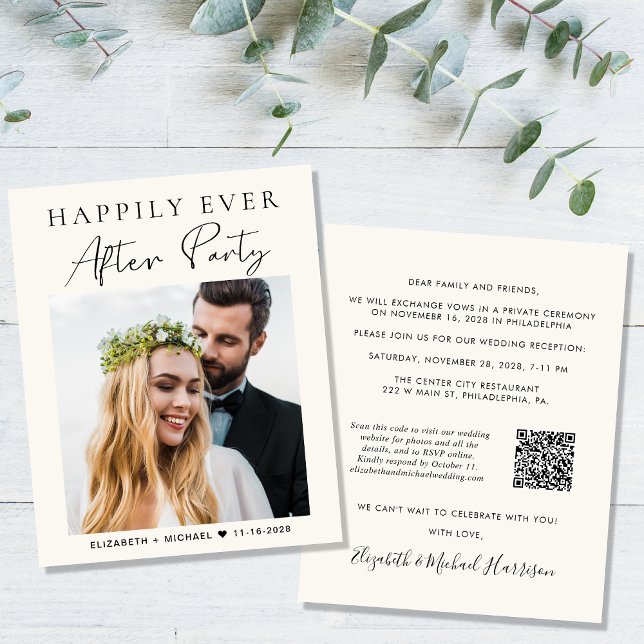 Papier Budget Photo QR Code Mariage Réception Invitation (Créateur téléchargé)
