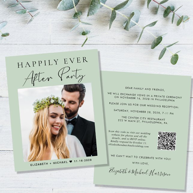 Papier Budget Photo QR Code Mariage Réception Invitation (Créateur téléchargé)