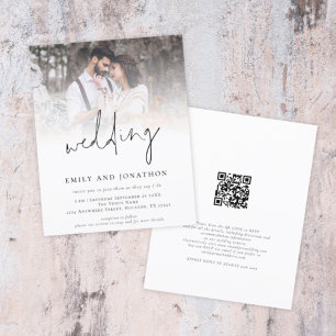 Papier Budget Photo QR Code Moderne Script Mariage Invita