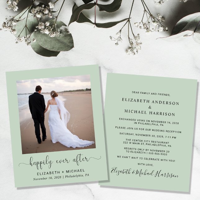 Papier Budget Photo QR Code Sage Mariage Invitation de ré (Créateur téléchargé)