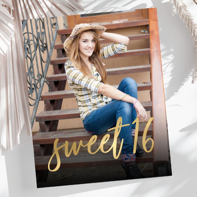 Papier Budget Photo Sweet 16 Anniversaire Fête Invitation (Créateur téléchargé)