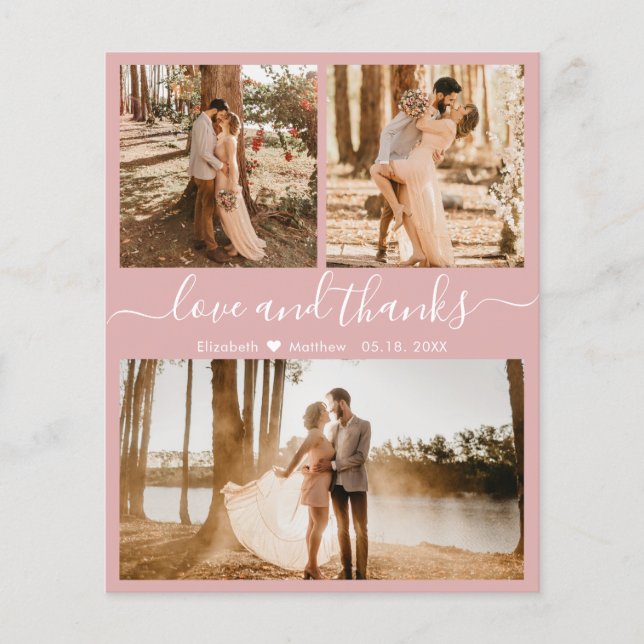 Papier Budget Pink 3 Photo Collage Mariage Merci (Devant)